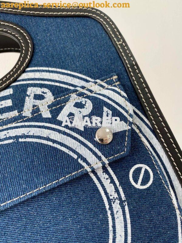 Replica Burberry Mini Logo Graphic Denim and Leather Pocket Bag Dark C 10