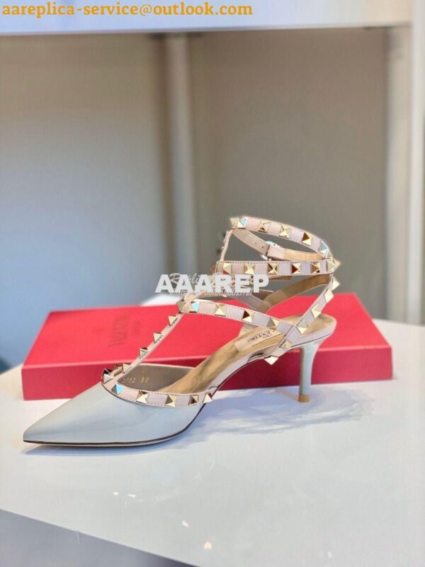 Replica Valentino Garavani Rockstud Caged Pump 65mm BabyBlue 9