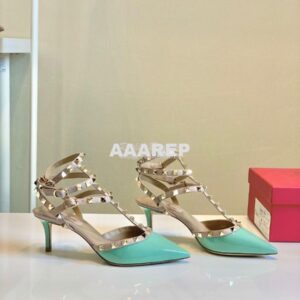 Replica Valentino Garavani Rockstud Caged Pump 65mm Green 2