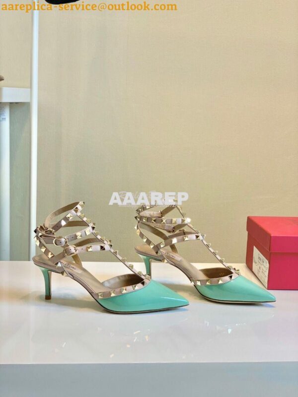 Replica Valentino Garavani Rockstud Caged Pump 65mm Green 4