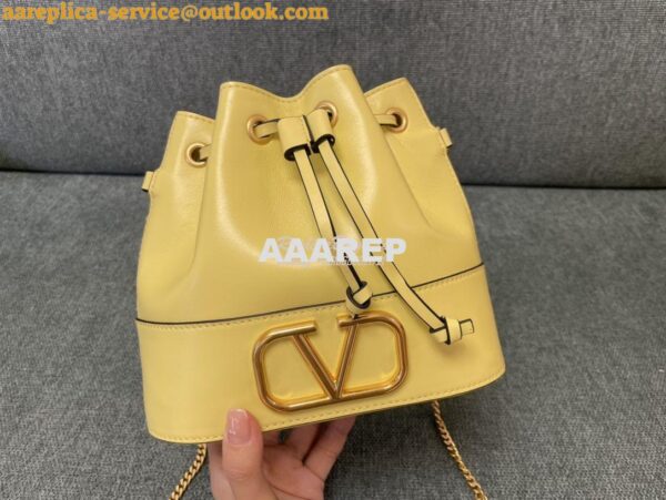 Replica Valentino Mini Bucket Bag In Nappa Leather with VLogo Signatur 2