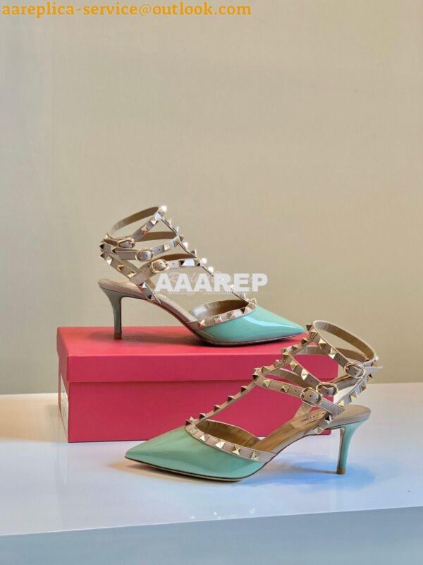 Replica Valentino Garavani Rockstud Caged Pump 65mm Green 7