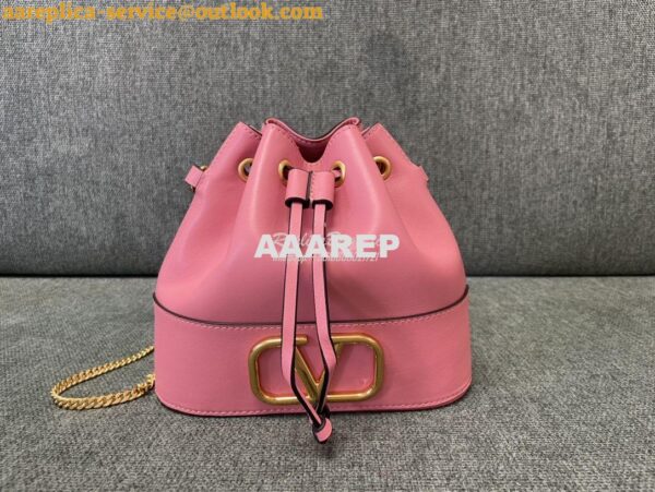 Replica Valentino Mini Bucket Bag In Nappa Leather with VLogo Signatur