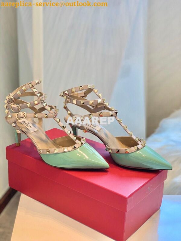 Replica Valentino Garavani Rockstud Caged Pump 65mm Green 9