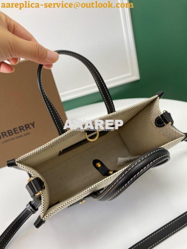 Replica Burberry Mini Two-tone Canvas and Leather Freya Bag Black 8044 9