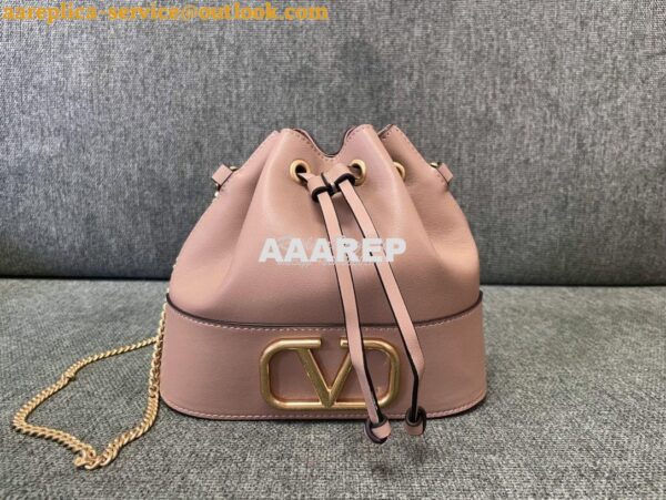 Replica Valentino Mini Bucket Bag In Nappa Leather with VLogo Signatur