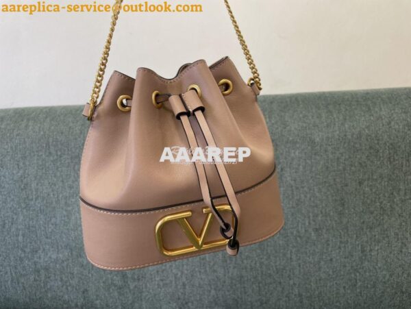 Replica Valentino Mini Bucket Bag In Nappa Leather with VLogo Signatur 3