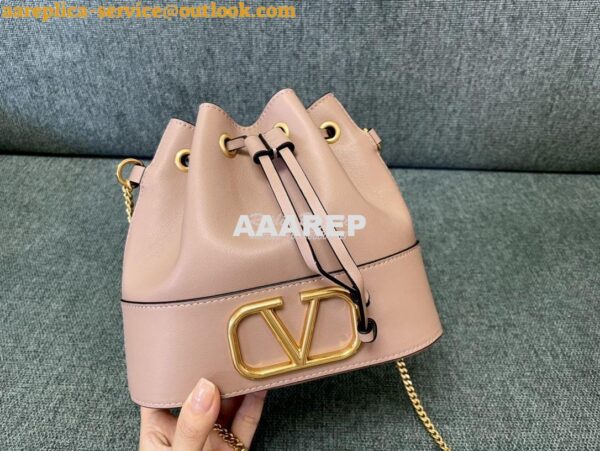 Replica Valentino Mini Bucket Bag In Nappa Leather with VLogo Signatur 5