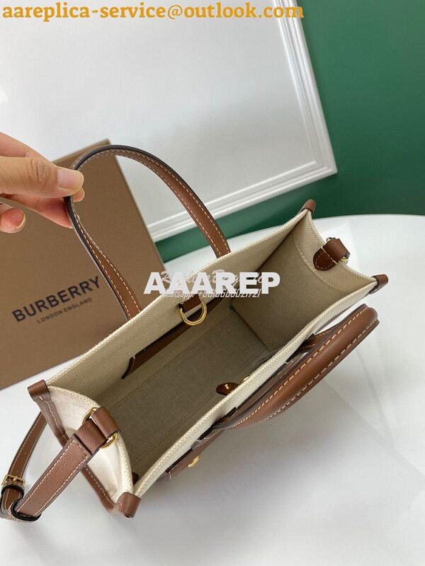 Replica Burberry Mini Two-tone Canvas and Leather Freya Bag Natural Ta 9