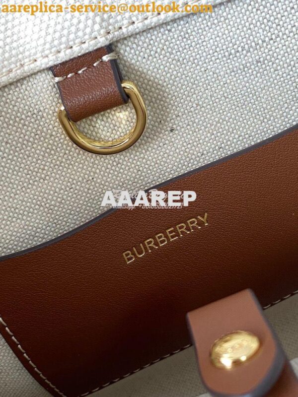 Replica Burberry Mini Two-tone Canvas and Leather Freya Bag Natural Ta 8