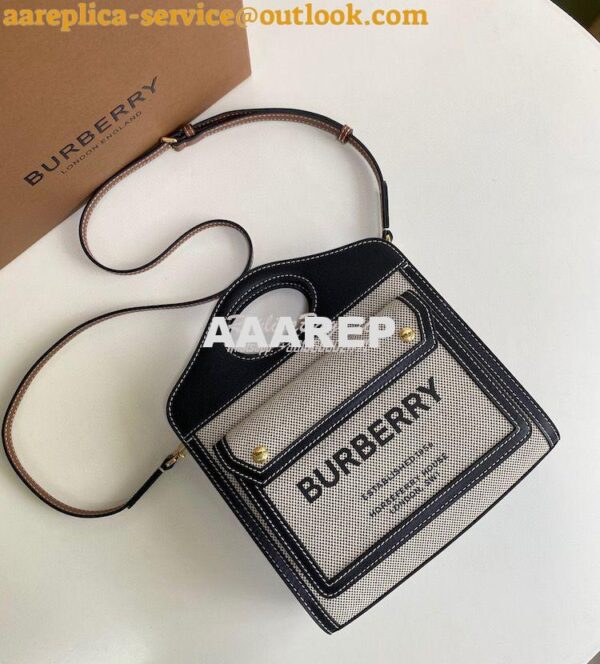 Replica Burberry Mini Two-tone Canvas and Leather Pocket Bag 80146151 2