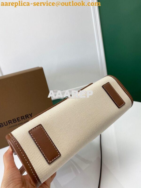 Replica Burberry Mini Two-tone Canvas and Leather Freya Bag Natural Ta 10