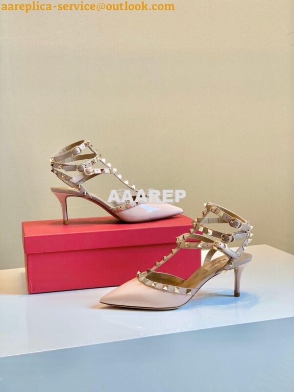Replica Valentino Garavani Rockstud Caged Pump 65mm Pink 4