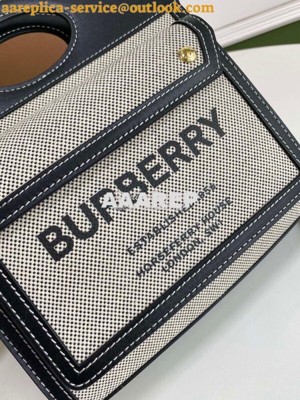 Replica Burberry Mini Two-tone Canvas and Leather Pocket Bag 80146151 5