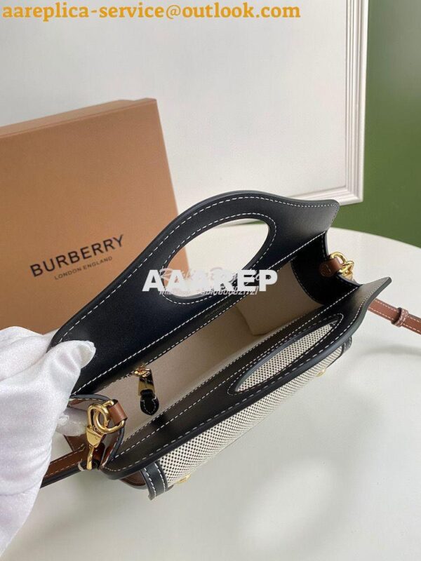 Replica Burberry Mini Two-tone Canvas and Leather Pocket Bag 80146151 8