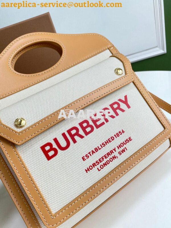 Replica Burberry Mini Two-tone Canvas and Leather Pocket Bag 80146151 6