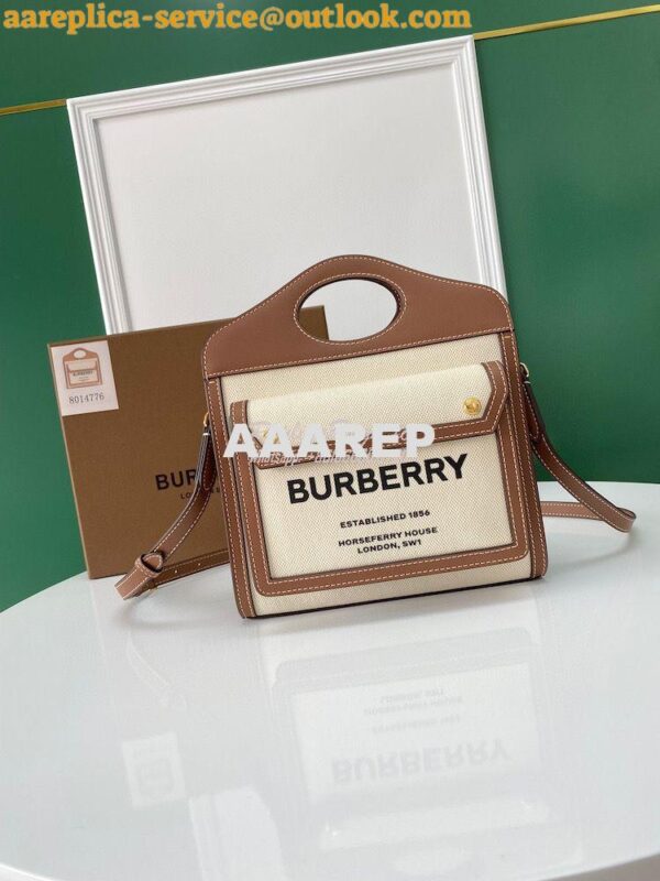 Replica Burberry Mini Two-tone Canvas and Leather Pocket Bag 80146151