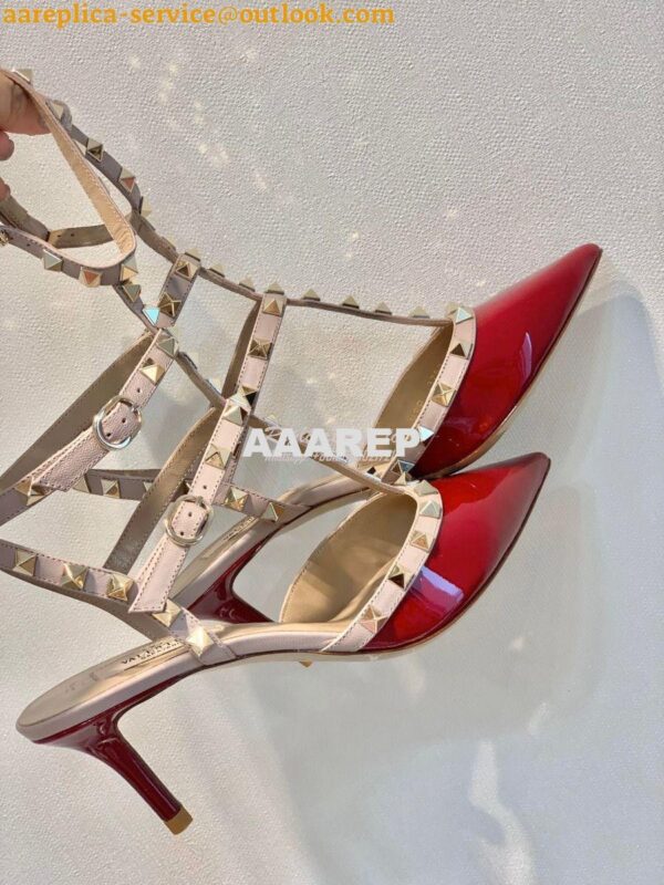 Replica Valentino Garavani Rockstud Caged Pump 65mm Wine 6