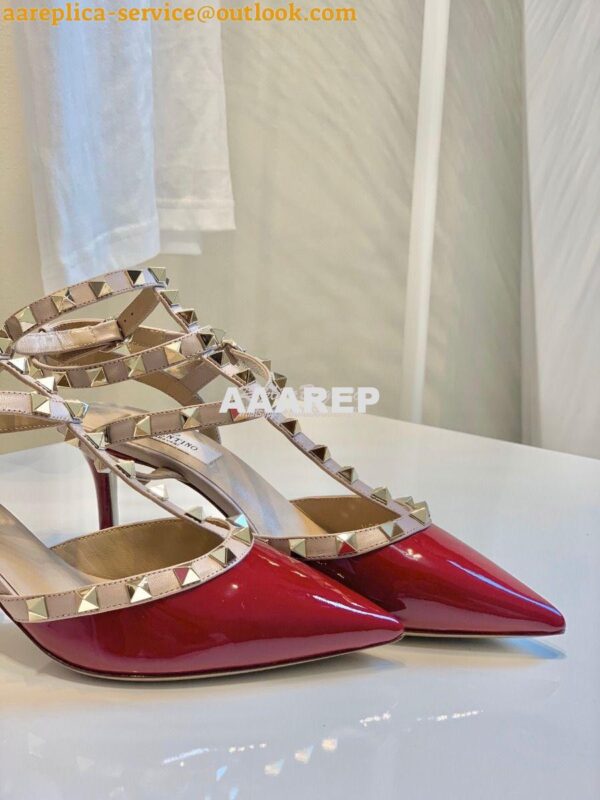 Replica Valentino Garavani Rockstud Caged Pump 65mm Wine 8