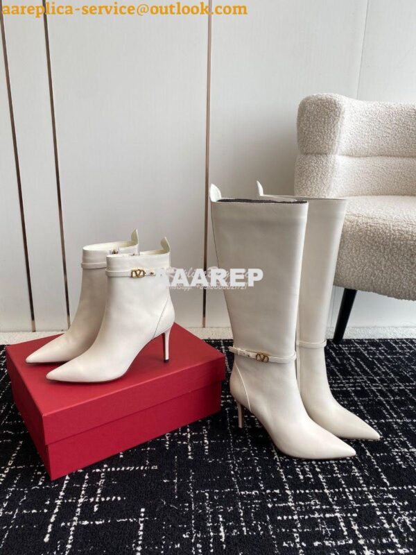Replica Valentino Garavani Tan-Go Ankle Boot In Calfskin Leather 80mm