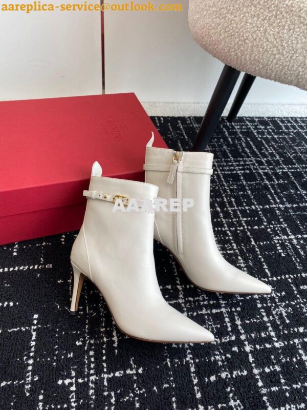 Replica Valentino Garavani Tan-Go Ankle Boot In Calfskin Leather 80mm 5