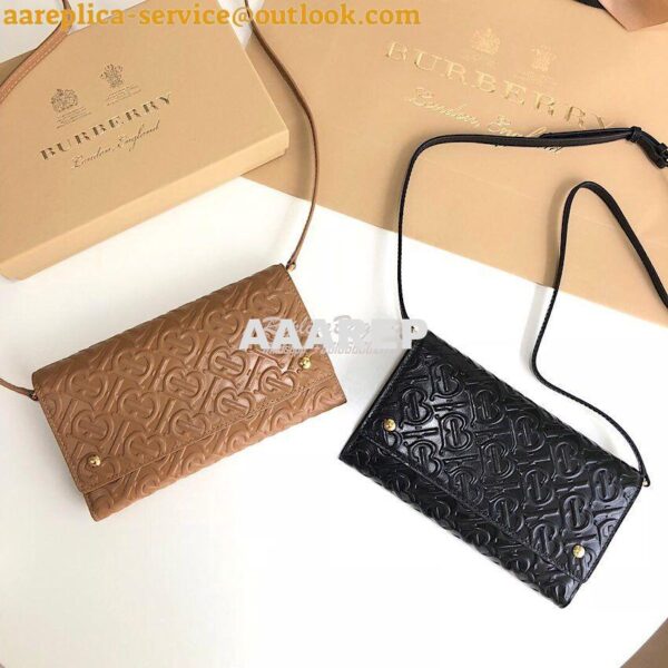 Replica Burberry Monogram Leather Wallet with Detachable Strap 8010476 10