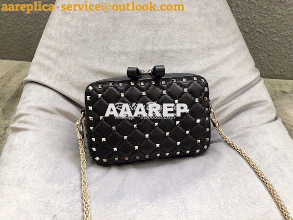 Replica Valentino Rockstud Spike Small Camera Bag QW1B0B60 Black 2