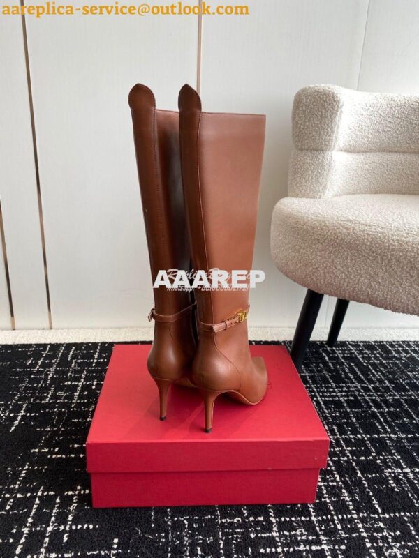 Replica Valentino Garavani Tan-Go Boot In Calfskin Leather 80mm 1W0S0F 9