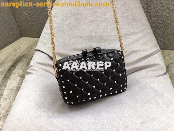 Replica Valentino Rockstud Spike Small Camera Bag QW1B0B60 Black 3