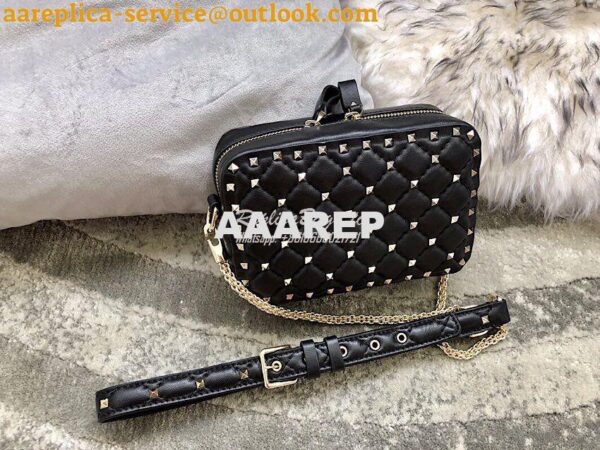 Replica Valentino Rockstud Spike Small Camera Bag QW1B0B60 Black 4