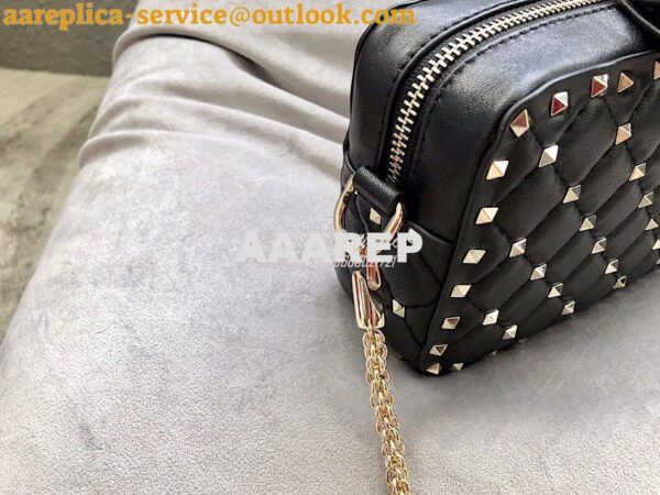 Replica Valentino Rockstud Spike Small Camera Bag QW1B0B60 Black 5