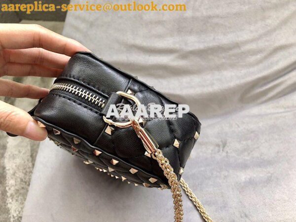 Replica Valentino Rockstud Spike Small Camera Bag QW1B0B60 Black 8