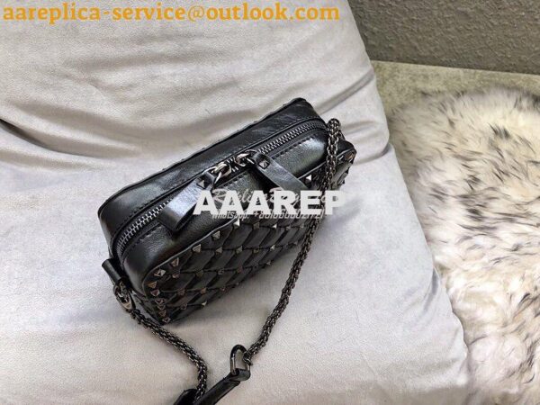 Replica Valentino Rockstud Spike Small Camera Bag QW1B0B60 Black Craqu 4