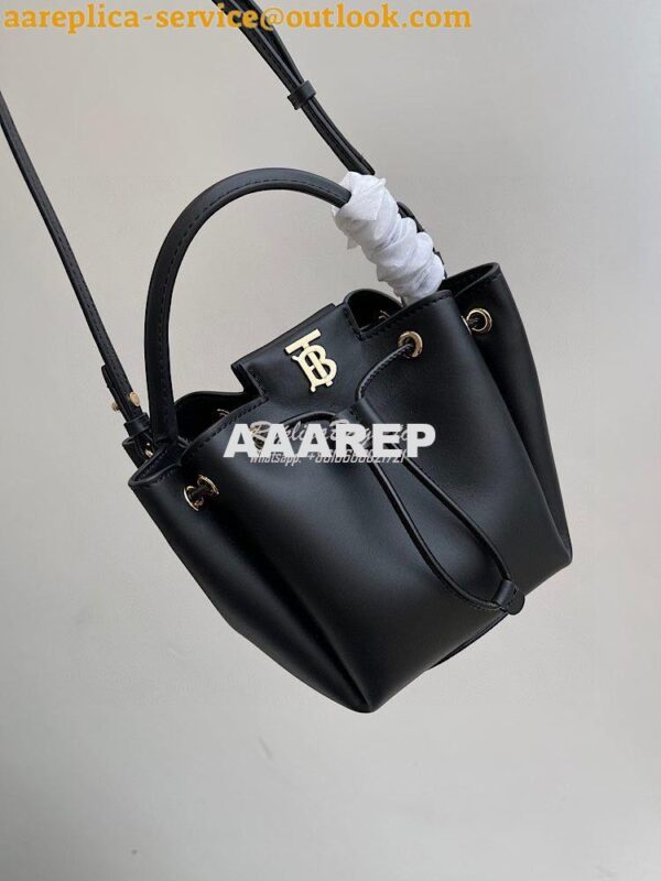 Replica Burberry Monogram Motif Leather Bucket Bag 80285411 Black