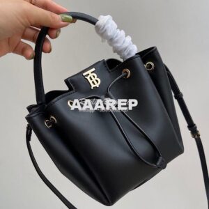 Replica Burberry Monogram Motif Leather Bucket Bag 80285411 Black 2