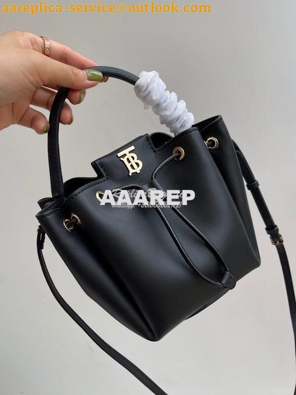 Replica Burberry Monogram Motif Leather Bucket Bag 80285411 Black 2