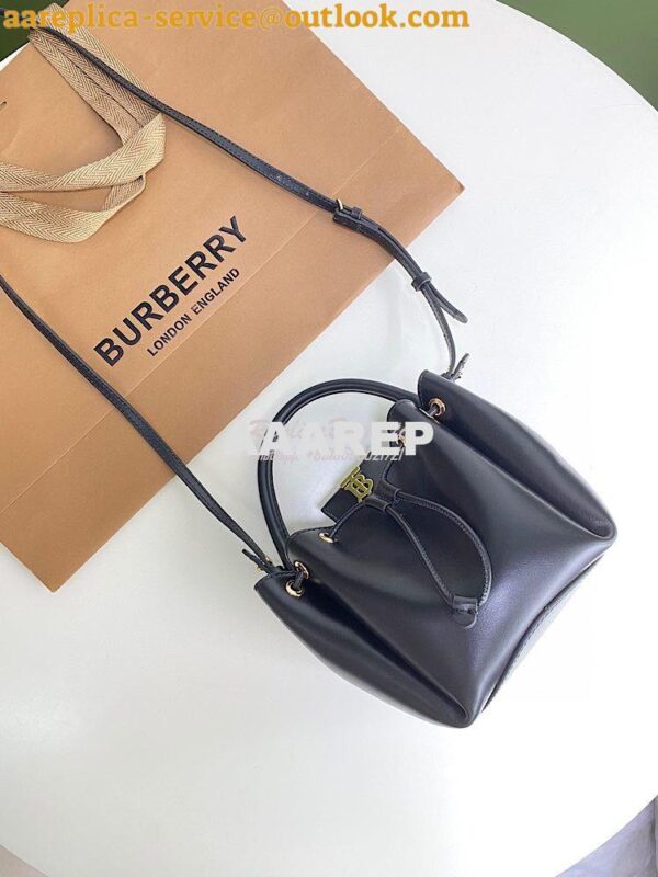 Replica Burberry Monogram Motif Leather Bucket Bag 80285411 Black 8