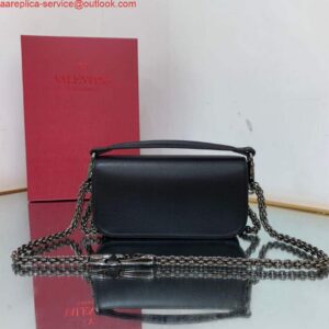 Replica Valentino WB0K53ZXL Star diamond Locò Small Shoulder Bag in Calfskin Black