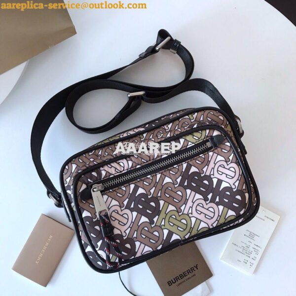 Replica Burberry Monogram Print and Leather Crossbody Bag 80116771 Kha 3