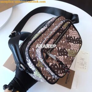 Replica Burberry Monogram Print and Leather Crossbody Bag 80116771 Kha 2