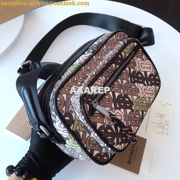 Replica Burberry Monogram Print and Leather Crossbody Bag 80116771 Kha 4