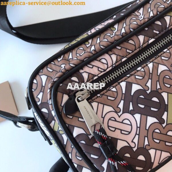 Replica Burberry Monogram Print and Leather Crossbody Bag 80116771 Kha 4