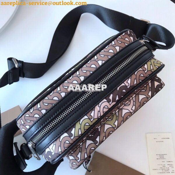 Replica Burberry Monogram Print and Leather Crossbody Bag 80116771 Kha 5