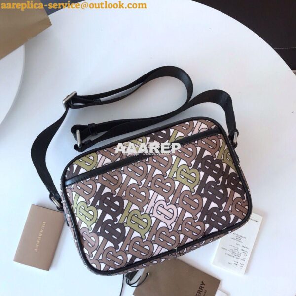 Replica Burberry Monogram Print and Leather Crossbody Bag 80116771 Kha 9