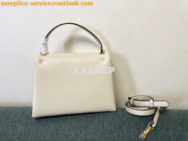 Replica Valentino WB0K58ILK Medium One Stud Grainy Calfskin Handbag Light Ivory 5
