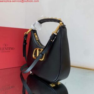 Replica Valentino WB0K69EIM Stud Sign Calfskin Hobo Bag Black