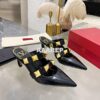 Replica Valentino Roman Stud Flat Mule In Metallic Calfskin VW2S0 Anti