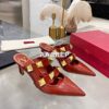 Replica Valentino Roman Stud Mule In Calfskin 65mm VW2S0BK9 Rose Canne 2