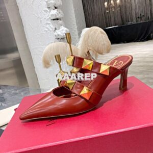 Replica Valentino Roman Stud Mule In Calfskin 65mm VW2S0BK9 Red 2