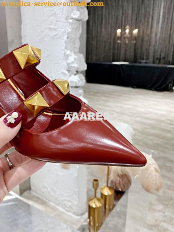 Replica Valentino Roman Stud Mule In Calfskin 65mm VW2S0BK9 Red 7